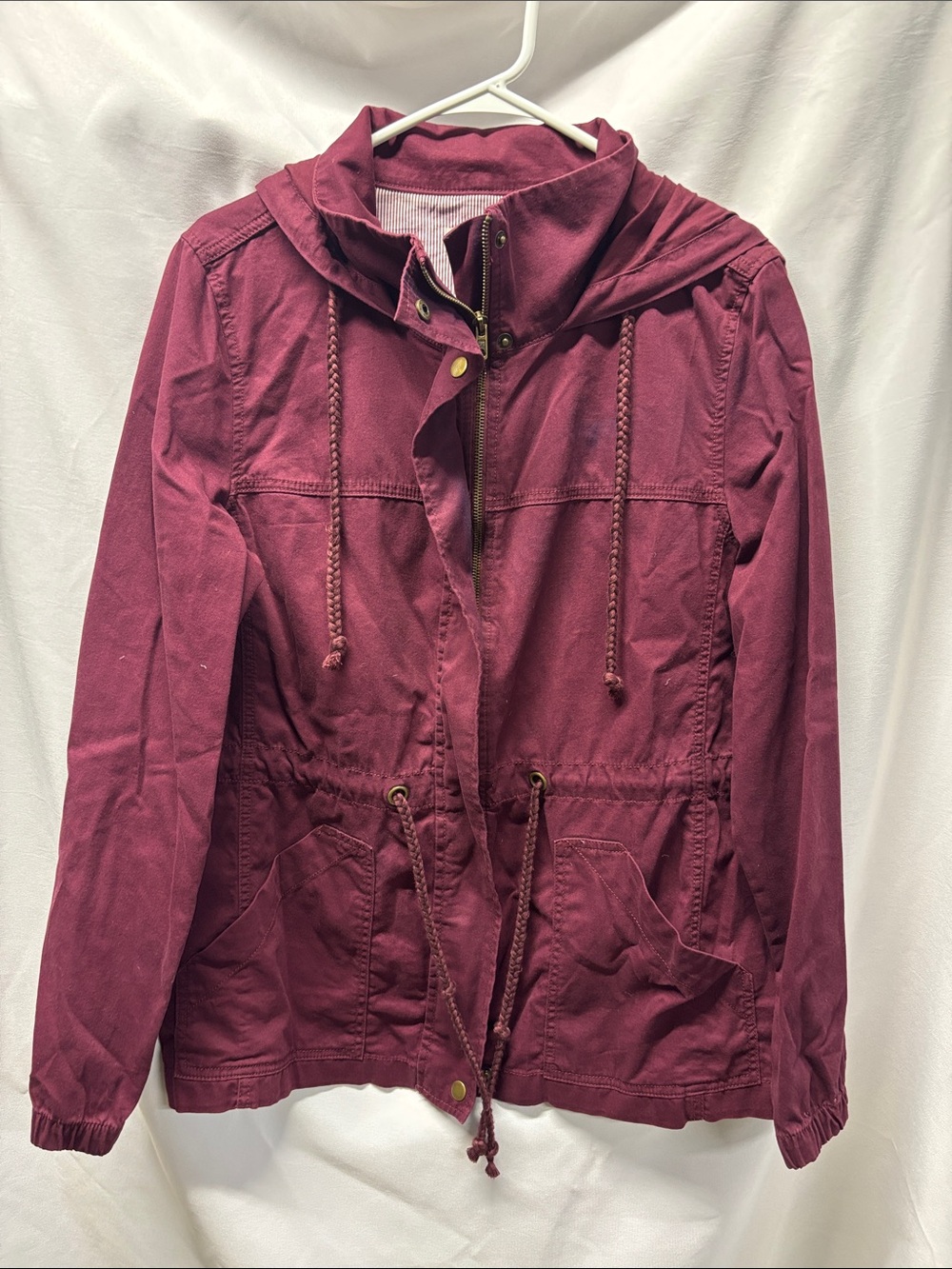 LOFT Wine Hooded Utility Jacket
